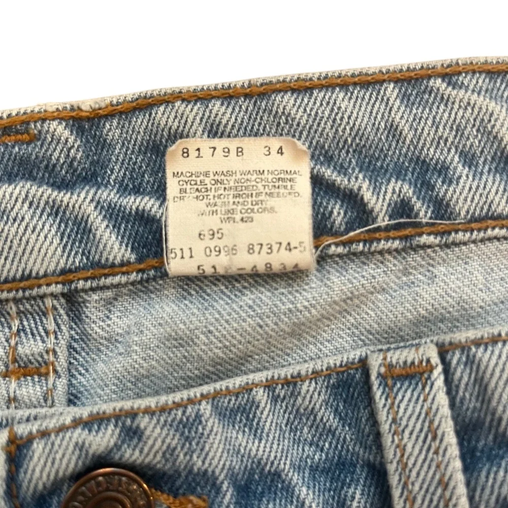 Vintage Levis 512 Slim Fit Tapered Leg Jeans Light Wash 38x30 Made in‎ USA 1996
